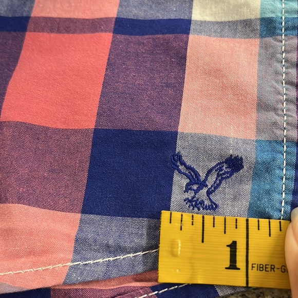 American Eagle Men’s Slim fit Plaid Shirt Sleeve Button down collared Shirt XL - Picture 9 of 10
